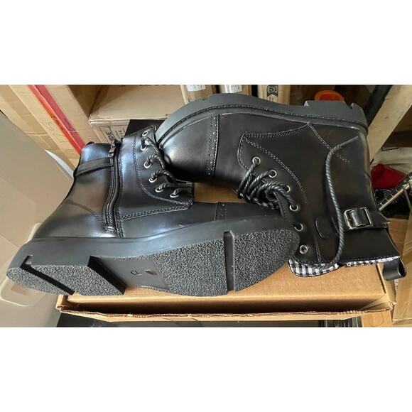 Girls Ankle Boots Lace Up Waterproof Combat Boot With Side Zipper Size 4 (37) - Picture 6 of 8